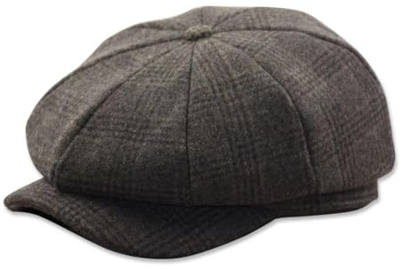 LumiSyne Vintage Newsboy Stil Tellermütze Schiebermütze Herren Damen 8 Panel Baker Boy Schirmmütze Fischgräten Tweed Wollmischung Einstellbar Gatsby Cap Cabbie Flat Cap Für Herbst Winter