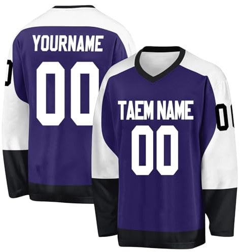 Maglia Hockey personalizzata,Progetta la tua maglia da Hockey personalizzata con il tuo nome/squadra/numero, Viola 4, Taglia unica