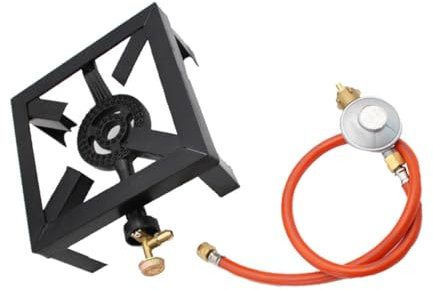 Toddmomy Camping Cast Iron Gas Stove Outdoor Burner Regulator and Hose Portable Propane Stove for Outdoor Cooking and Travel