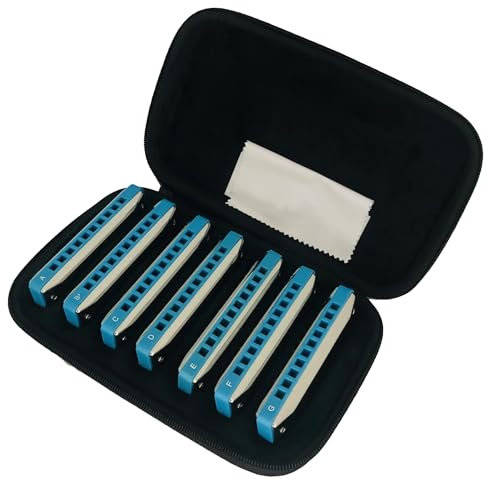 Professional Mundharmonika Blues Harp 10 Loch Mundharmonika Set Mit 7 Für Spieler Anfänger Profi