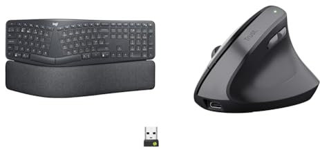 Logitech Ergo K860 for & Trust Yuno Souris Ergonomique sans Fil,