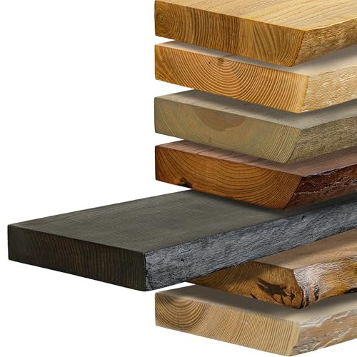 tømmermann - Wandregal mit Baumkante - massives Schweberegal Farbe Antik Schwarz 80 cm Länge - Regalbrett aus Eschenholz 100% natürlich - Rustikales Wandboard mit unsichtbarer Wandmontage