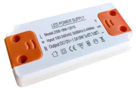 12V LED Driver 18W, 12v Power Supply Driver, Low voltage LED Transformer 12v, 240V AC to 12V DC 1.5A Constant Voltage Transformer for Led Strip, Display, Cabinet Lights, Bulbs & Ring Doorbell