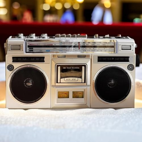 Boombox Vintage années 80, lecteur de cassette, radio portable et enregistreur, avec radio AM/FM, prise en charge d'entrée SD/USB, haut-parleurs 20 W double woofer de 6,3 cm, prise casque, pour