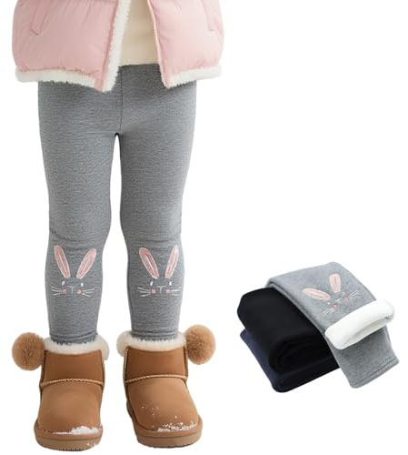 Domueay Leggings Invierno Térmico con Forro Polar Niñas 2-9 Anos | Algodón Calentitos Mallas, Suaves, Cálido, Cintura Alta, Elástico Largos Pantalon, Forrados Leggins Otoño Invierno Colegio