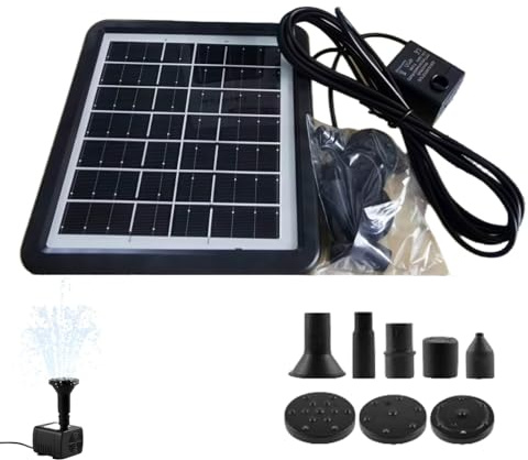 Solar Water Fountain Pump for Pond & Bird Bath,Solar Powered Water Feature with Separate Panel,Garden Fountain Pump for Outdoor Ponds,Small Solar Po/nd Fou/ntain with 8 Nozzles for Garden & Fish Tank