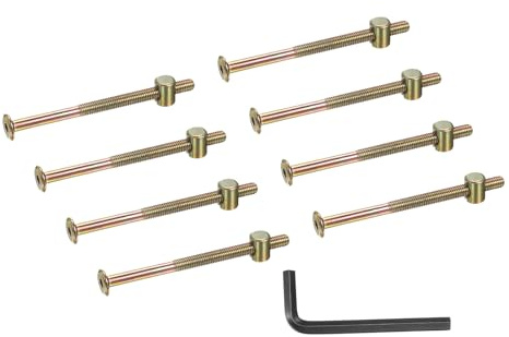 PATIKIL 8 Stück M6 Schrauben Muttern Unterlegscheiben Set, M6x90mm Sechskantschrauben mit Schraubenschlüssel, Möbelschrauben Sechskant Antrieb Senkkopf für DIY Befestigungszubehör