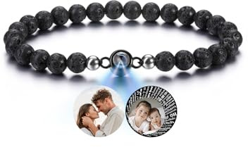 Jovivi Personalisiertes Armband mit Foto Bild Projektion Armband 100 Sprachen Ich liebe dich Armbänder Fotoarmband Personalisierte Geschenke für Herren Damen Geburtstag Valentinstag