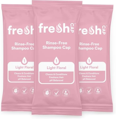 FreshWipes Light Floral Shampoo Cap Pack of 3 - No Rinse for Elderly or Disabled - Cleanses & Conditions For No Shower Access, Camping & Festival Use - Dermatologically Tested