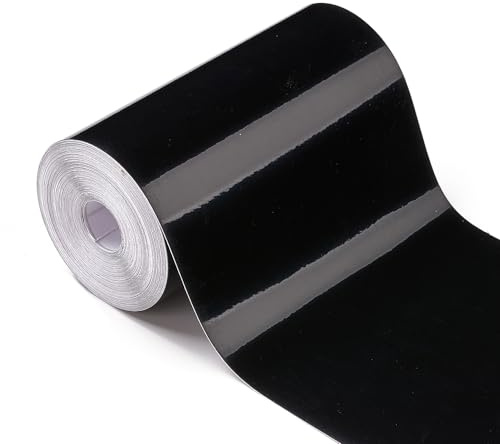 Alvorox Film Covering Noir Brillant adhésif en Vinyle PVC pour Protection des Bords de portière de Voiture seuil de Porte Voiture (10 cm x 7 m)