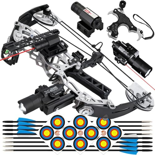 ZSHJGJR Compoundbogen Set für Anfänger Erwachsene / 15–32 lbs CompoundBögen Bogenschießen Bogen und Pfeil Jagdbogen Kompaktes mit Pfeilen und Zielscheiben Bogen Jagd Für Rechts- & Linkshänder