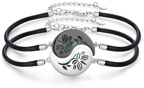 OHAYOO Yin Yang Armband 925 Sterling Silber Lotus Partner Paar Armbänder Yin Yang Schmuck für 2 Paare Damen Herren