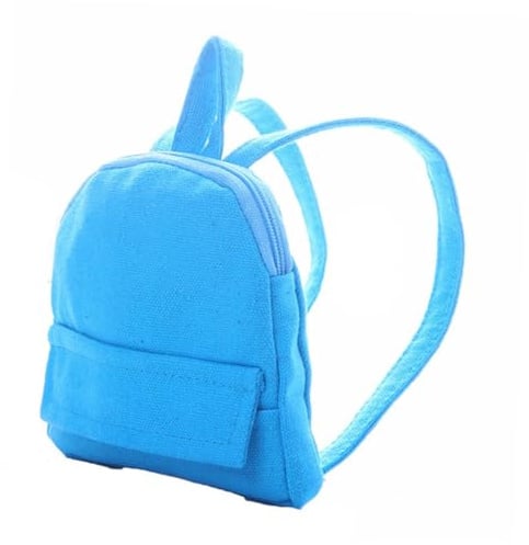 Kleiner Rucksack Modell für Puppen und Kleiner Figuren aus Stoff Blau | Dekoratives Bastelzubehör, Wiederverwendbare Requisite, für Tischdeko und Fantasie Spiel, 1 Stück