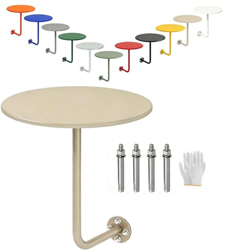 Runder Tisch Zur Wandmontage 30 35 40 50cm Schwebender Stehtisch Bartisch Zur，Wand Montierter Beistelltisch Für Zuhause Küche Terrasse Café Bistro, Platzsparender(Beige,W50xH45cm)