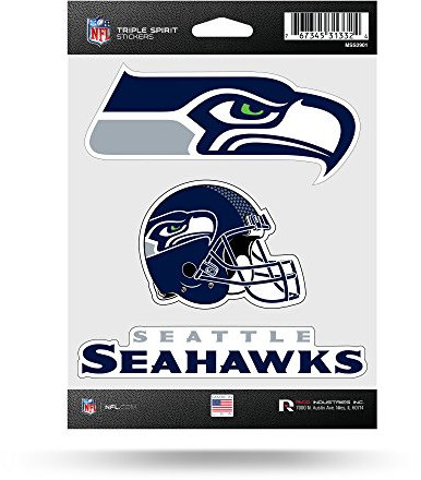 Rico Industries NFL Die Cut 3-teiliges Triple Spirit Stickerbogen, Seattle Seahawks 12,7 x 17,8 cm