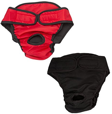 2 PCS weibliche Hund Physiologische Unterwäche Hygieneeinlagen Hundeschutzhose Sanitär Windel Haustier hündinnen schutzhose- Gr. XS, Schwarz + Rot