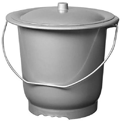 BIZINN Seau Hygiénique Adulte Gris Argenté avec Anse et Couvercle - Pot Chambre - 002