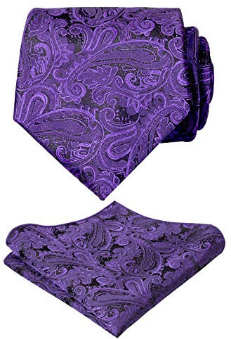Alizeal, Krawatte mit Einstecktuch, Paisleymuster, handgefertigt, UK174-Dark Purple, Violett, UK174-Dark Purple
