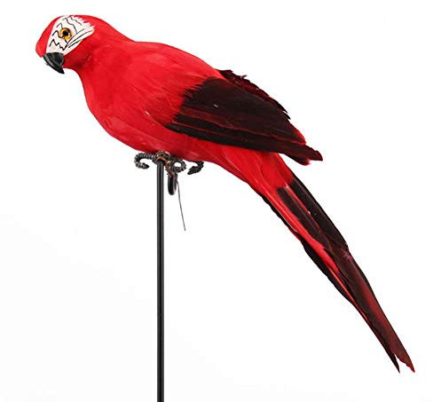 13.5 Zoll Künstliche Ara Papageien Feder Vögel für Moderne Hausgarten Ornament Dekoration (Rot)