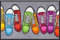Salonloewe Fußmatte Bunte Turnschuhe 050x075 Fußabtreter außen Hauseingang Schmutzfangmatte Schuhe waschbar bunt