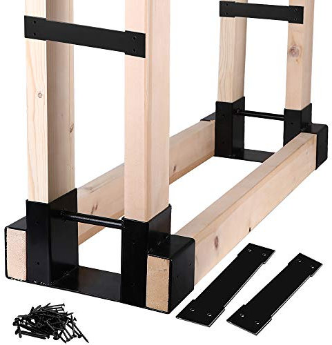 Mofeez - Kit de soporte para almacenamiento de leña al aire libre, soporte para chimenea, ajustable a cualquier longitud