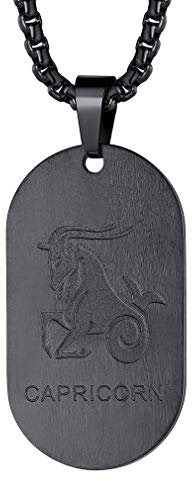 FaithHeart kette sternzeichen Steinbock Edelstahl sternbild kette schwarz herren anhänger Geschenk Geschenkidee