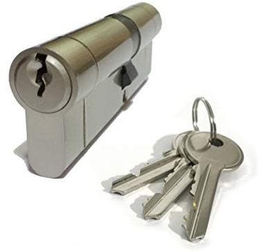High Security Euro Door Lock Cylinder - Size : 30/30 - Nickel Finish - 3X Keys - Anti Pick, Anti Drill, Anti Bump, Anti Snap - for PVC/uPVC Doors, Patio Doors etc