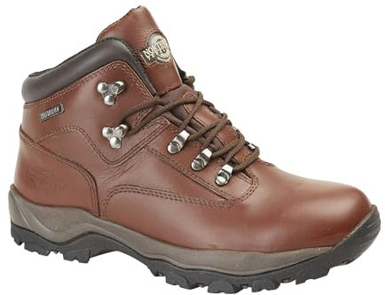 Northwest Territory Inuvik Men's Hiking Walking Leather Waterproof High Rise Camping Boots, Brown, 6 UK