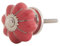 Knober Möbelknopf Kürbisform klein Keramik Porzellan Vintage Landhausstil Shabby-Chic 34 Ø klassisch edel verziert (Rot mit Silber Montur)