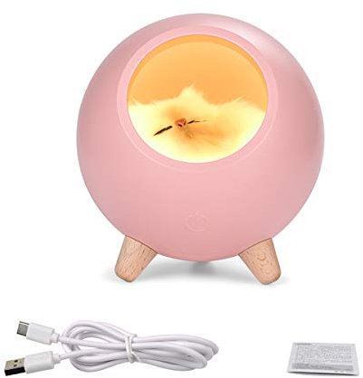 Felenny Lampe mit USB Lade Lampe Katze Haus Nachtlicht Tisch Licht Schlafzimmer Schlafen Niedlichen Schlaf Katze Nacht Licht Schlafzimmer Licht Baby Schlafen Licht