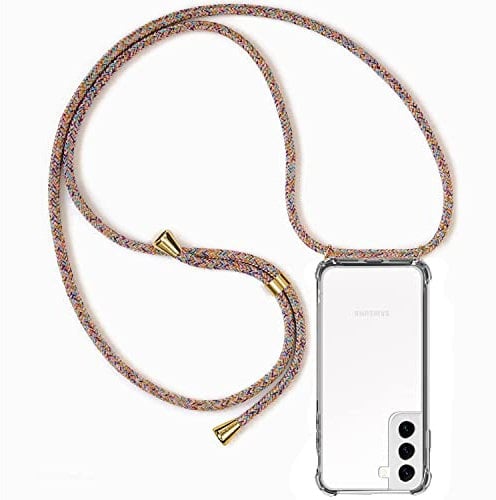 CHIMUCO Handykette Hülle kompatibel mit Samsung Galaxy S22, Handyhülle Handy Necklace Hülle mit Band Schutzhülle Kordel zum Umhängen Transparent Weich TPU Silikon Tasche, Rainbow