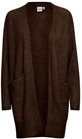 ICHI IHKAMARA CA2 Damen Lange Strickjacke Feinstrick Cardigan Longstrickjacke Long-Strickcardigan Regular-Fit, Größe:S, Farbe:Bracken (191015)