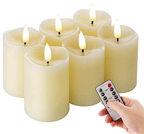 Eywamage Flameless Votive Candles with Remote, Flickering Battery Operated Small LED Pillar Candles ∅ 2 H 3