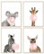 A ART·ZONE Woodland Nursery Decor Poster Satz von 4, Tier Wandkunst für Schlafzimmer 11x14 Zoll Leinwandbilder ungerahmt, Mädchen Zimmer Safari Kinderzimmer Dekor Kinder Wand