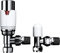 Anthracite/White/Chrome/Black Radiator Valves - Thermostatic Radiator Valve Set for a Vertical/Horizontal Radiator - Angled/Straight TRV & Lock Shield (Angled, White)