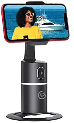 NPO Mobile Phone Holder for Smartphone, 360° Rotatable Face Tracker, No App Required, Selfie Stick, Compatible with Mobile Phones, Holder for iPhone Android, Live Broadcast/Video/Vlog/Selfie (Black)