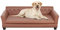 BingoPaw Large Dog Sofa Couch: Luxury Tech Leather Cloth Pet Sofa Lounge Bed for Large Dogs - Wooden Frame Raised Puppy Sofa Chair with Comfortable Cushion Mat Wine Red XL(120x75cm)