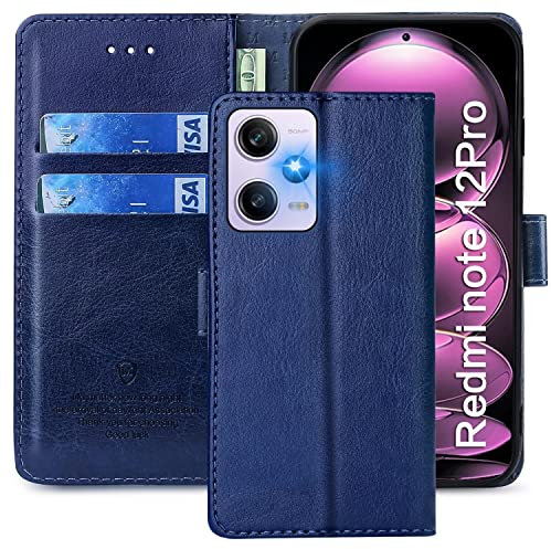 FMPCUON - Carcasa para Xiaomi Redmi Note 12 Pro/Poco X5 Pro, Funda con Solapa Redmi Note 12 Pro, Funda de Piel sintética, con Tapa Protectora magnética, para Xiaomi Poco X5 Pro, Color Azul