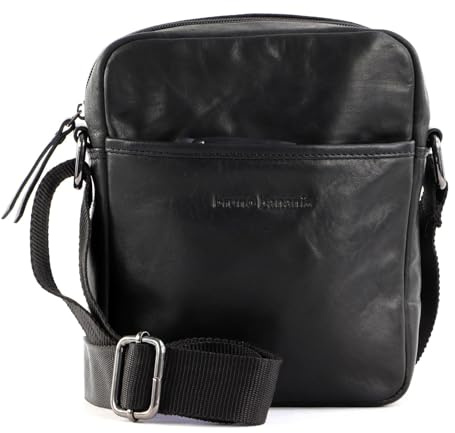 bruno banani Leder Umhängetasche Crossbody Bag Black schwarz