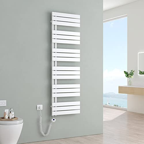 S'AFIELINA Elektrischer Badheizkörper mit Thermostat 1599x500mm Handtuchheizkörper Elektrisch Handtuchwärmer Badheizkörper Paneel Seitenanschluss 1000 Watt (Weiß)