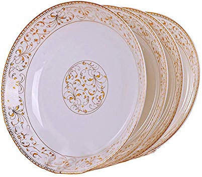 TONPOP Plato llano de cerámica Euro Ceramica Deep Dish, platos llanos de porcelana de 8 pulgadas (platos llanos de 4 piezas), plato llano de cerámica