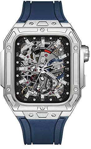 NEYENS Kit de modificación de lujo para Apple Watch Correa de 44 mm Caja de metal de aluminio Banda de goma Pulsera Mod Kit DIY para iWatch Series 6 5 4 SE Series con herramienta, 44mm, Agate