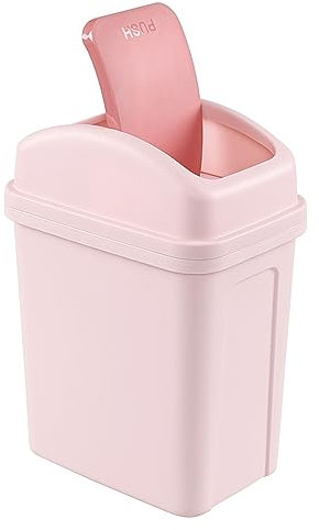 Ikando 7 L Small Swing Lid Trash Bin, Dustbin Paper Trash Bin, 1 Pack, Pink