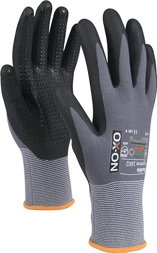 OX-ON Flexible Supreme 1602 Arbeitshandschuh Montagehandschuh | 170.80 | Nopperl - Handfläche genoppt | Nitrilbeschichtung | Größe 7 (S) bis 11 (XL) | 45% Nylon, 35% Nitrile, 20% Lycra (12, 10 (XL))