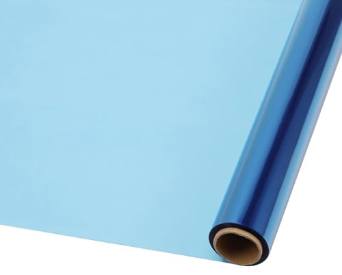 ohfruit Transparente farbige Zellophanfolie, Rolle, 40 cm x 250 cm, Zellophanpapierrollen für Geschenkkörbe, Leckereien, Bastelprojekte, DIY-Geschenkboxen, Verpackungspapier, Hellblau