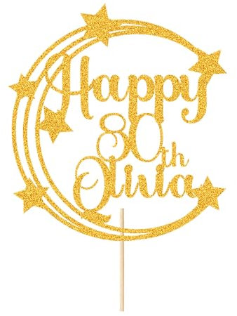Personalised Happy Birthday Cake Topper Birthday Cake Toppers Gifts Cake Decorations Custom Glitter Cake Topper with Any Name & Age for Women Men Kids Son for 18th 21st 30th 40th(Gold)