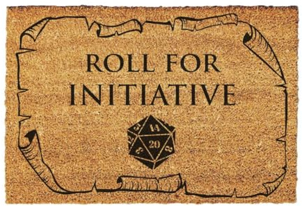 Giftstory Kokosmatte Fußmatte Kokos RPG Roll for Initiative Geek für Innen und Außen 80x50 Fussmatte Haustür - Willkommen Doormat Mat Lustig Türmatte - Geschenk Gift Gadget