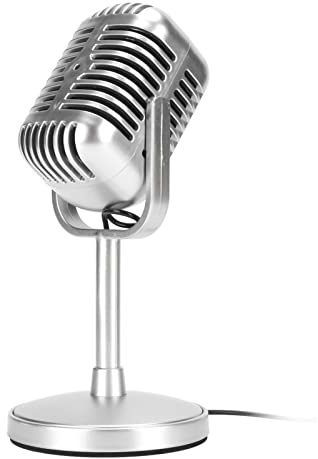 VBESTLIFE Microphone Vocal à Condensateur Rétro, Microphone Vintage Filaire, Angle Réglable Flexible, Plug and Play, Micro à Condensateur Rétro Filaire pour Studio de Scène karaoké