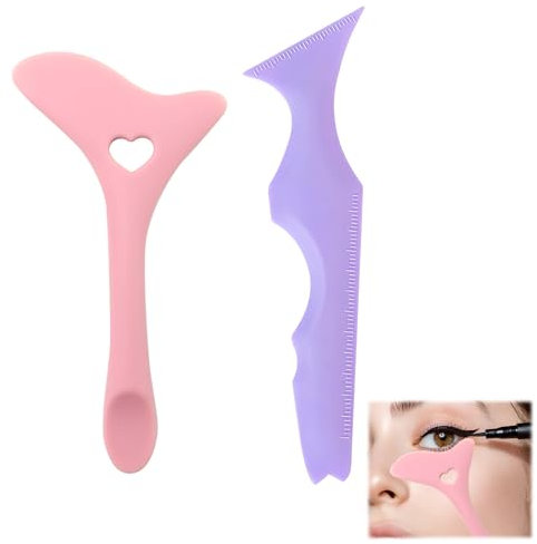 2PCS Stencil per Eyeliner in Silicone, Stencil Eyeliner Occhi, Stencil Silicone per Trucco, Stencil Trucco Multifunzionale, Stencil per Eyeliner Occhi Riutilizzabili, Stencil Make Up Silicone