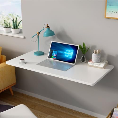 Bureau Pliable Mural, Table Pliante Murale Etagere Flottante En Bois, Bureau Mural Rabattable,Tablette Murale Rabattable pour Salle à Manger, éTude, Cuisine, DîNer, Blanchisserie, Bar, etc. (blanc)